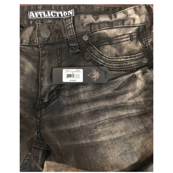 Affliction Apparel Affliction Men's GAGE APEX Skinny Black Denim Jeans - Biker Style, 99% Cotton Affliction Black - Foto 10